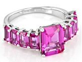Pink Lab Created Sapphire Rhodium Over Sterling Silver Ring 4.23ctw