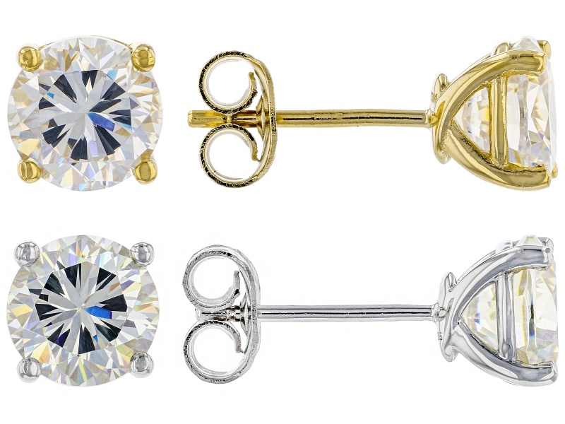 Strontium Titanate 18k Yellow Gold And Rhodium Over Sterling Silver Earrings Stud Set