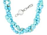 Blue Sleeping Beauty Turquoise Rhodium Over Silver Chip Necklace with Additional Magnetic Clasp