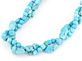 Blue Sleeping Beauty Turquoise Rhodium Over Silver Chip Necklace with Additional Magnetic Clasp