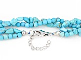 Blue Sleeping Beauty Turquoise Rhodium Over Silver Chip Necklace with Additional Magnetic Clasp