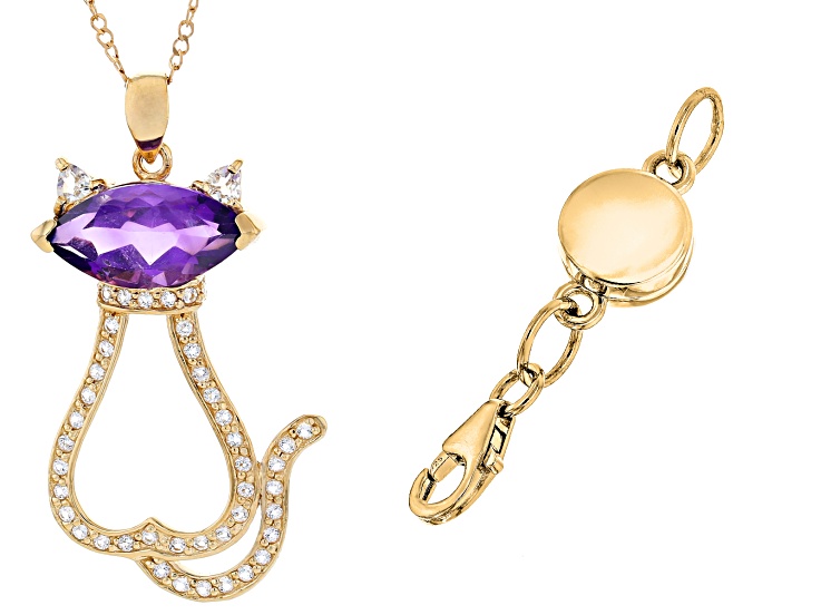 Purple African Amethyst 18k Yellow Gold Over Sterling Silver Pendant With Chain 3.70ctw