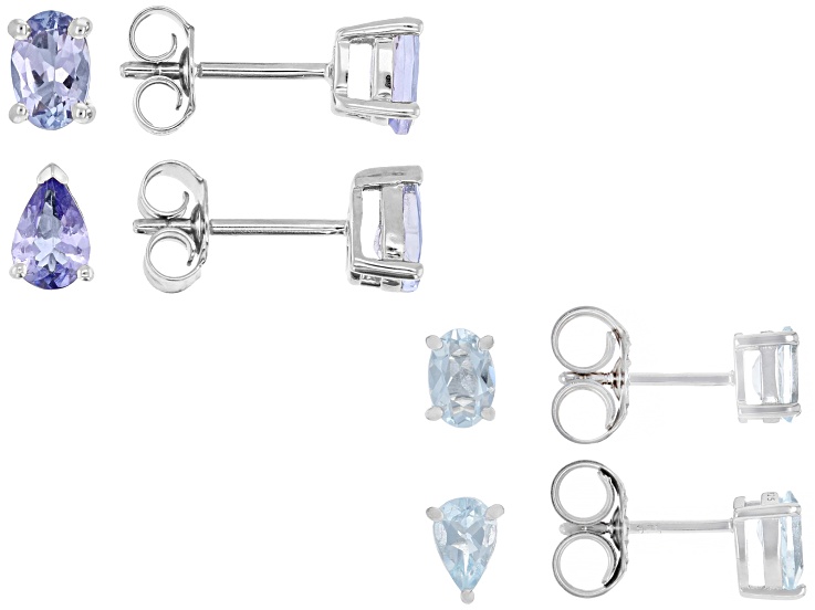 Blue Tanzanite & Aquamarine Platinum and Rhodium Over