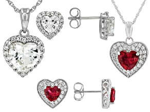 Multi-Stone Rhodium Over Sterling Silver Pendant with Chain and Earrings Set 7.72ctw