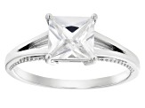 White Zircon Rhodium Over 10k White Gold Solitaire Ring 2.00ct