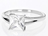 White Zircon Rhodium Over 10k White Gold Solitaire Ring 2.00ct