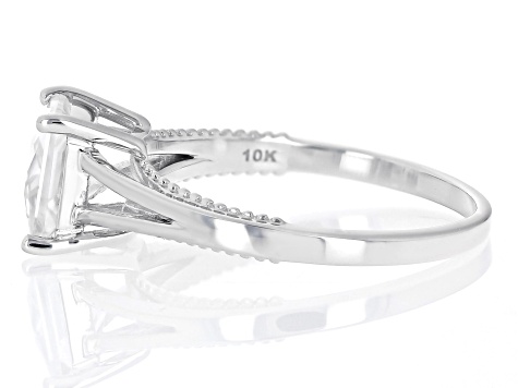 White Zircon Rhodium Over 10k White Gold Solitaire Ring 2.00ct