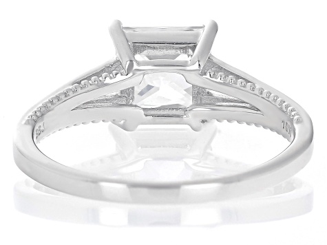 White Zircon Rhodium Over 10k White Gold Solitaire Ring 2.00ct
