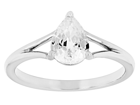 White Zircon Rhodium Over 10k White Gold Ring 1.41ct