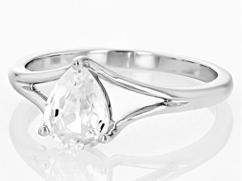 White Zircon Rhodium Over 10k White Gold Ring 1.41ct