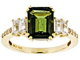 Green Moldavite 10k Yellow Gold Ring 2.19ctw