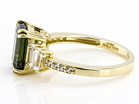 Green Moldavite 10k Yellow Gold Ring 2.19ctw