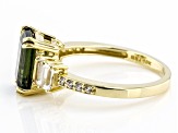 Green Moldavite 10k Yellow Gold Ring 2.19ctw