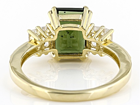 Green Moldavite 10k Yellow Gold Ring 2.19ctw