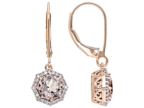 Peach Morganite Diamond 10k Rose Gold Earrings 1.44ctw