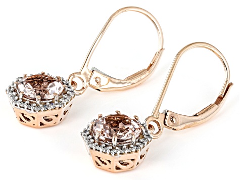 Peach Morganite Diamond 10k Rose Gold Earrings 1.44ctw