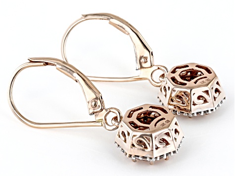 Peach Morganite Diamond 10k Rose Gold Earrings 1.44ctw