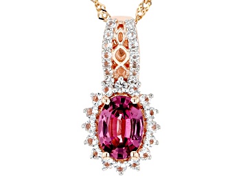 Picture of Pink Garnet 10k Rose Gold Pendant With Chain 1.19ctw