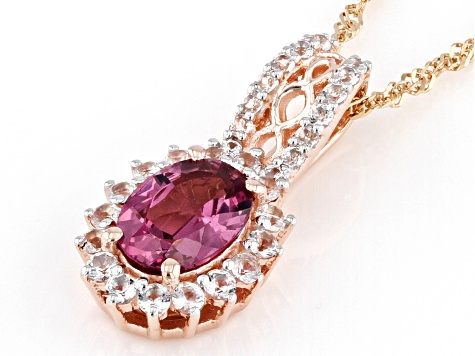 Pink Garnet 10k Rose Gold Pendant With Chain 1.19ctw