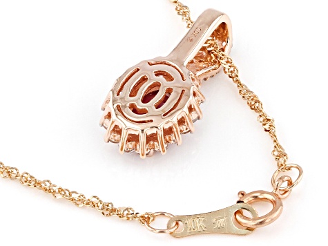 Pink Garnet 10k Rose Gold Pendant With Chain 1.19ctw