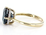 Blue Lab Created Alexandrite with White Diamond 10k Yellow Gold Ring 4.09ctw