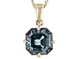 Blue Lab Created Alexandrite 10k Yellow Gold Pendant with Chain 4.09ctw