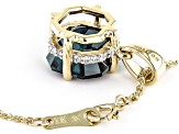 Blue Lab Created Alexandrite 10k Yellow Gold Pendant with Chain 4.09ctw