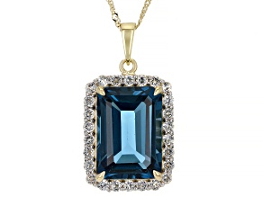 London Blue Topaz 10k Yellow Gold Pendant With Chain 8.51ctw