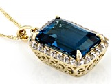 London Blue Topaz 10k Yellow Gold Pendant With Chain 8.51ctw