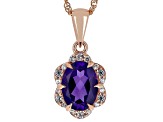 Purple Amethyst 10k Rose Gold Pendant With Chain 1.22ctw