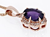 Purple Amethyst 10k Rose Gold Pendant With Chain 1.22ctw