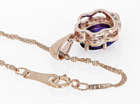 Purple Amethyst 10k Rose Gold Pendant With Chain 1.22ctw