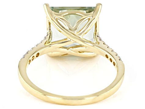 Green Prasiolite 10k Yellow Gold Ring 3.83ctw