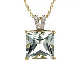Green Prasiolite 10k Yellow Gold Pendant With Chain 3.78ctw