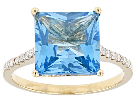 Swiss Blue Topaz 10k Yellow Gold Ring 4.96ctw