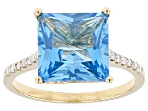 Swiss Blue Topaz 10k Yellow Gold Ring 4.96ctw