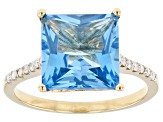 Swiss Blue Topaz 10k Yellow Gold Ring 4.96ctw