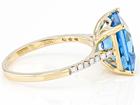 Swiss Blue Topaz 10k Yellow Gold Ring 4.96ctw