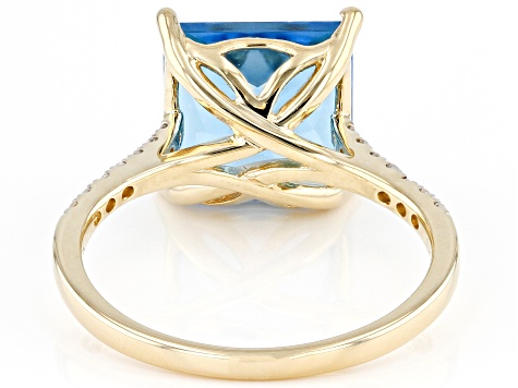 Swiss Blue Topaz 10k Yellow Gold Ring 4.96ctw