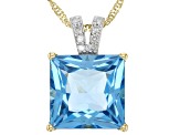 Swiss Blue Topaz 10k Yellow Gold Pendant With Chain 4.91ctw