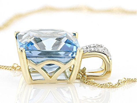 Swiss Blue Topaz 10k Yellow Gold Pendant With Chain 4.91ctw