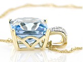 Swiss Blue Topaz 10k Yellow Gold Pendant With Chain 4.91ctw