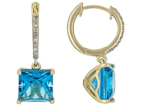 Swiss Blue Topaz 10k Yellow Gold Earrings 4.88ctw