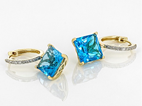 Swiss Blue Topaz 10k Yellow Gold Earrings 4.88ctw