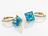 Swiss Blue Topaz 10k Yellow Gold Earrings 4.88ctw