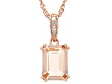 Peach Morganite 14k Rose Gold Pendant With Chain 1.27ctw
