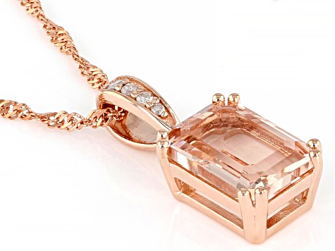 Peach Morganite 14k Rose Gold Pendant With Chain 1.27ctw