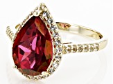 Red Peony Color Topaz 10k Yellow Gold Ring 3.34ctw