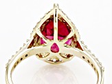 Red Peony Color Topaz 10k Yellow Gold Ring 3.34ctw