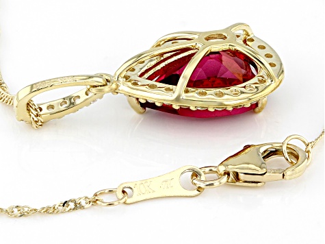 Red Peony Color Topaz 10k Yellow Gold Pendant With Chain 3.27ctw